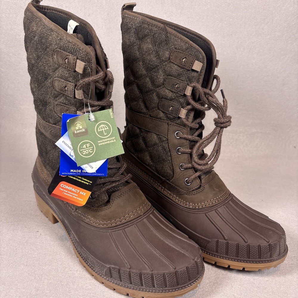Kamik Sienna 3 Waterproof Lace-Up Boots Womens 11 Java NWT Made in USA